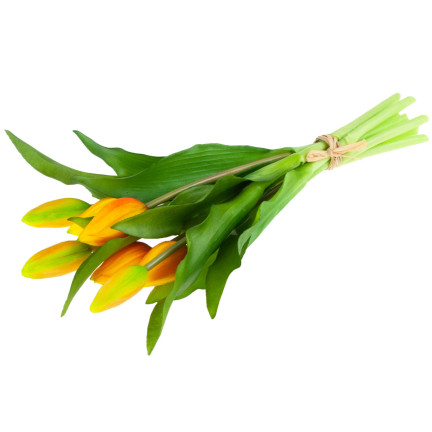 CV18674-8 tulipány, kytice tulipánů, gumové, jako živé, silikonové, oranžové