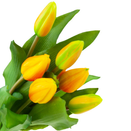 CV18674-8 tulipány, kytice tulipánů, gumové, jako živé, silikonové, oranžové