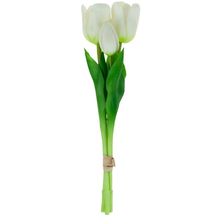 CV17690-2 kytice silikonových tulipánů, 3 ks, luxusní bílé tulipány, jako živé