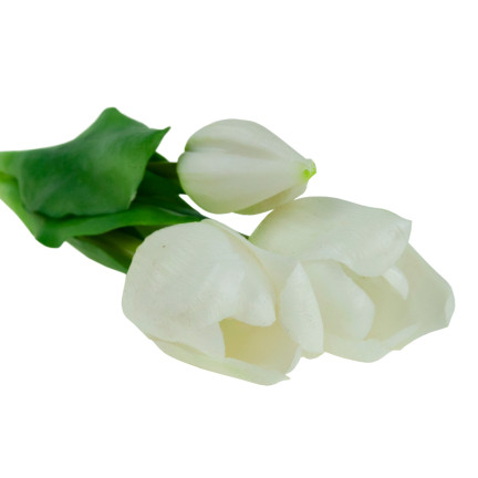 CV17690-2 kytice silikonových tulipánů, 3 ks, luxusní bílé tulipány, jako živé