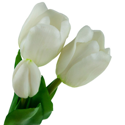 CV17690-2 kytice silikonových tulipánů, 3 ks, luxusní bílé tulipány, jako živé