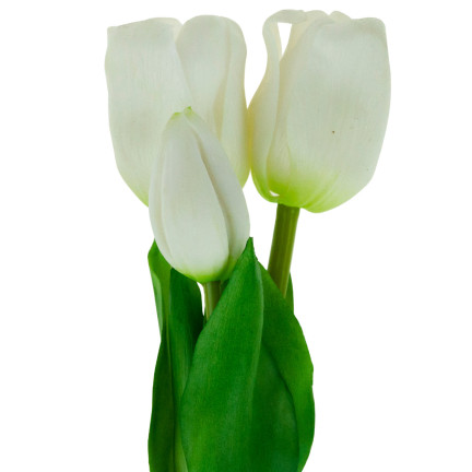CV17690-2 kytice silikonových tulipánů, 3 ks, luxusní bílé tulipány, jako živé