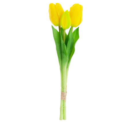 CV17690-3 kytice silikonových tulipánů, 3 ks, luxusní žluté tulipány, jako živé