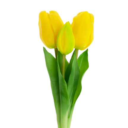 CV17690-3 kytice silikonových tulipánů, 3 ks, luxusní žluté tulipány, jako živé