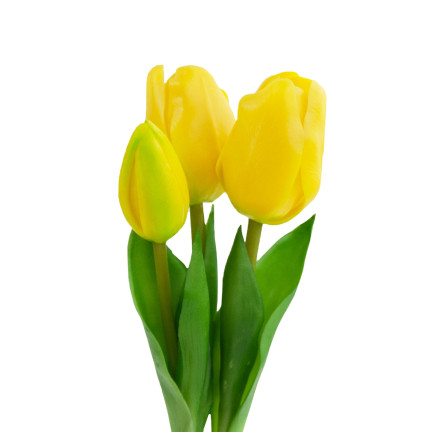 CV17690-3 kytice silikonových tulipánů, 3 ks, luxusní žluté tulipány, jako živé