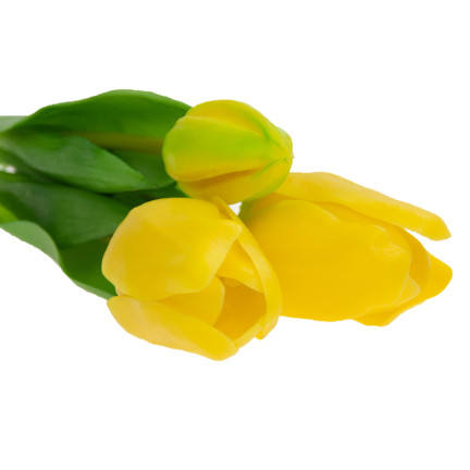 CV17690-3 kytice silikonových tulipánů, 3 ks, luxusní žluté tulipány, jako živé