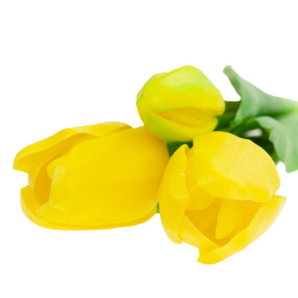 CV17690-3 kytice silikonových tulipánů, 3 ks, luxusní žluté tulipány, jako živé