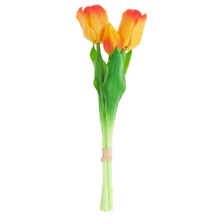 CV17690-4 kytice silikonových tulipánů s gumovým povrchem, 3 ks, luxusní, oranžové tulipány jako živé
