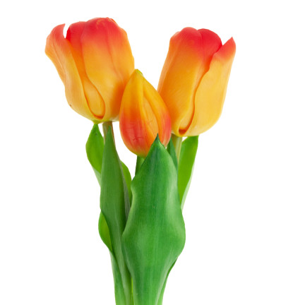 CV17690-4 kytice silikonových tulipánů s gumovým povrchem, 3 ks, luxusní, oranžové tulipány jako živé