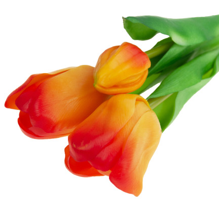 CV17690-4 kytice silikonových tulipánů s gumovým povrchem, 3 ks, luxusní, oranžové tulipány jako živé