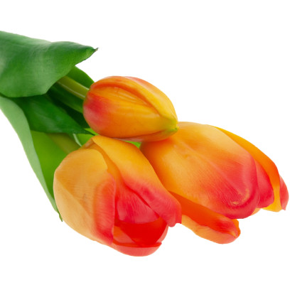 CV17690-4 kytice silikonových tulipánů s gumovým povrchem, 3 ks, luxusní, oranžové tulipány jako živé