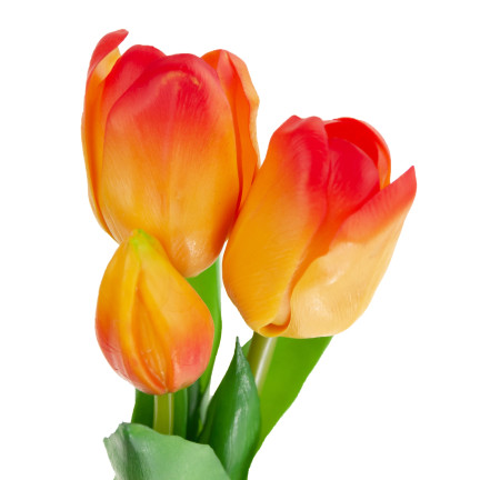 CV17690-4 kytice silikonových tulipánů s gumovým povrchem, 3 ks, luxusní, oranžové tulipány jako živé