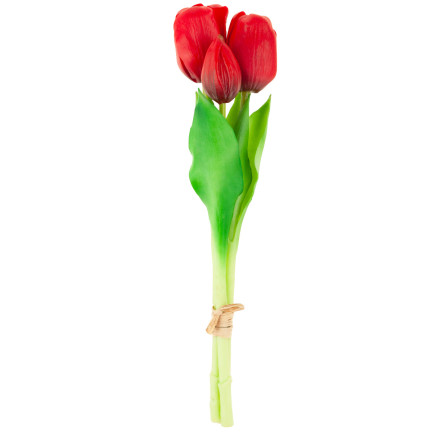 CV17690-7 kytice silikonových tulipánů s gumovým povrchem, 3 ks, luxusní červené tulipány, jako živé