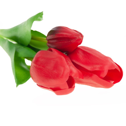 CV17690-7 kytice silikonových tulipánů s gumovým povrchem, 3 ks, luxusní červené tulipány, jako živé