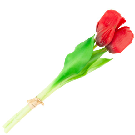 CV17690-7 kytice silikonových tulipánů s gumovým povrchem, 3 ks, luxusní červené tulipány, jako živé