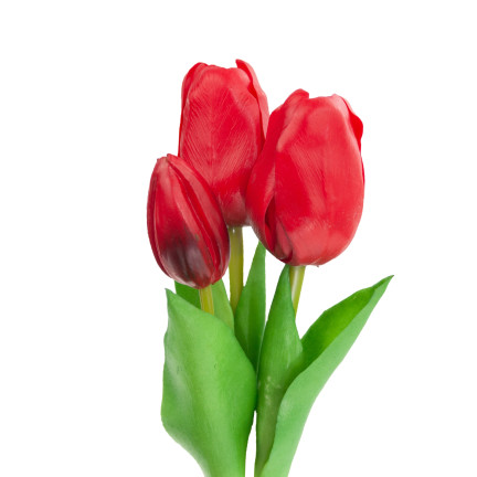 CV17690-7 kytice silikonových tulipánů s gumovým povrchem, 3 ks, luxusní červené tulipány, jako živé