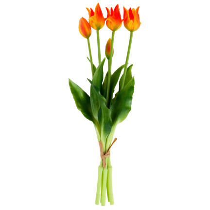 CV17691-4 tulipány papouščí tulipán kytice gumové jako živé oranžové