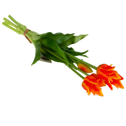 CV17691-4 tulipány papouščí tulipán kytice gumové jako živé oranžové
