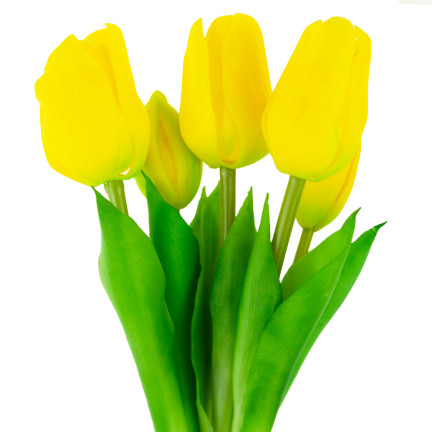 CV17692-3 tulipány, kytice tulipánů, gumové, jako živé, realistické, žluté
