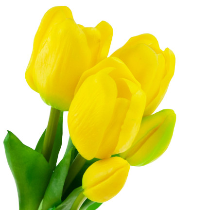 CV17692-3 tulipány, kytice tulipánů, gumové, jako živé, realistické, žluté