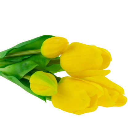 CV17692-3 tulipány, kytice tulipánů, gumové, jako živé, realistické, žluté
