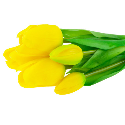 CV17692-3 tulipány, kytice tulipánů, gumové, jako živé, realistické, žluté