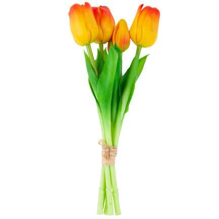 CV17692-4 tulipány, kytice tulipánů, gumové, jako živé, realistické, oranžové