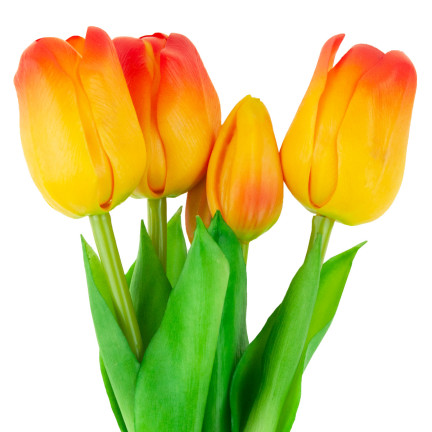 CV17692-4 tulipány, kytice tulipánů, gumové, jako živé, realistické, oranžové