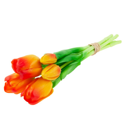 CV17692-4 tulipány, kytice tulipánů, gumové, jako živé, realistické, oranžové