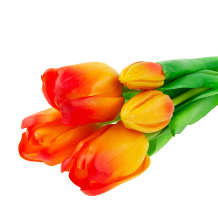 CV17692-4 tulipány, kytice tulipánů, gumové, jako živé, realistické, oranžové