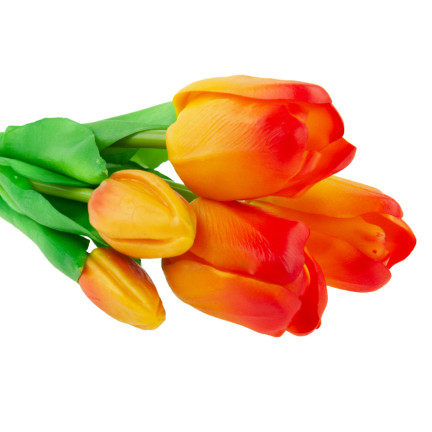 CV17692-4 tulipány, kytice tulipánů, gumové, jako živé, realistické, oranžové