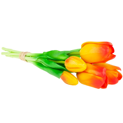 CV17692-4 tulipány, kytice tulipánů, gumové, jako živé, realistické, oranžové
