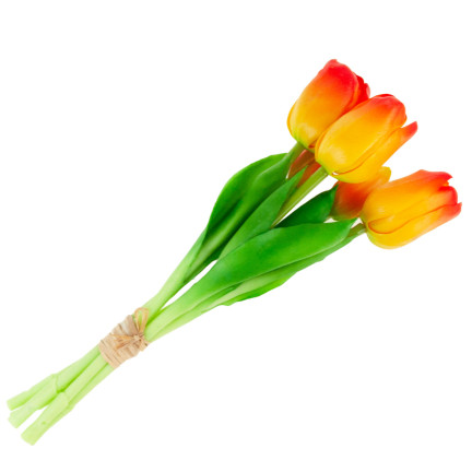 CV17692-4 tulipány, kytice tulipánů, gumové, jako živé, realistické, oranžové