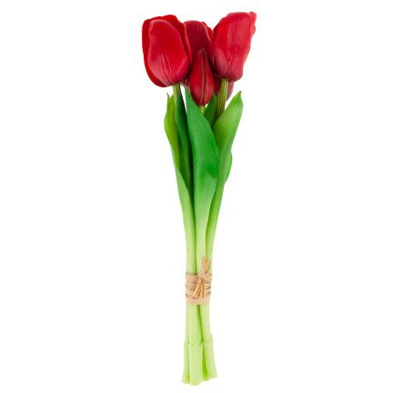CV17692-7 tulipány, kytice tulipánů, gumové, jako živé, realistické, červené