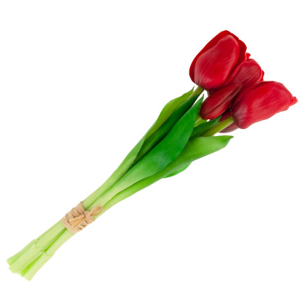 CV17692-7 tulipány, kytice tulipánů, gumové, jako živé, realistické, červené