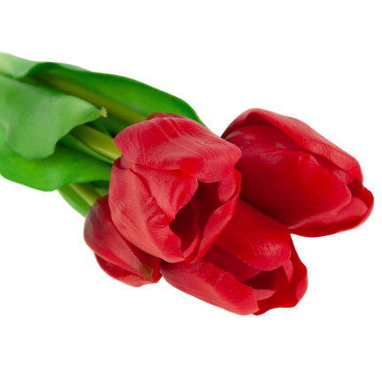 CV17692-7 tulipány, kytice tulipánů, gumové, jako živé, realistické, červené