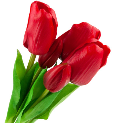 CV17692-7 tulipány, kytice tulipánů, gumové, jako živé, realistické, červené