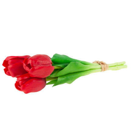 CV17692-7 tulipány, kytice tulipánů, gumové, jako živé, realistické, červené