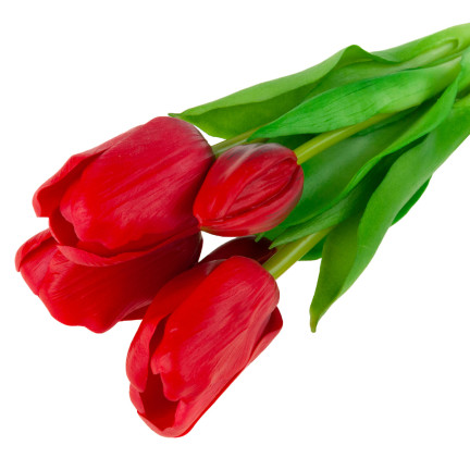CV17692-7 tulipány, kytice tulipánů, gumové, jako živé, realistické, červené