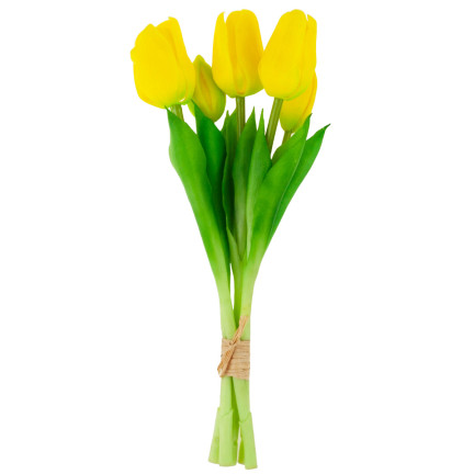 CV17692-3 tulipány, kytice tulipánů, gumové, jako živé, realistické, žluté