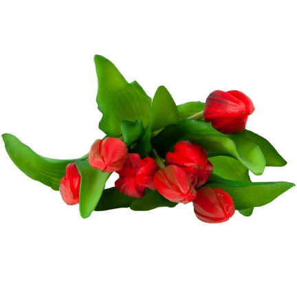 CV18674-11 tulipány, kytice tulipánů, pogumované, gumové, jako živé, silikonové, červené