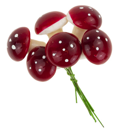CV33985 MUCHOMŮRKY NA PÍRKU UMĚLÉ HOUBY HOUBY OZDOBY PODZIMNÍ DEKORACE MUCHOMŮRKY