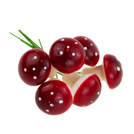 CV33985 MUCHOMŮRKY NA PÍRKU UMĚLÉ HOUBY HOUBY OZDOBY PODZIMNÍ DEKORACE MUCHOMŮRKY