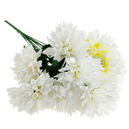 CV23704-1 umělé chryzantémy, chryzantémová kytice, květinová výzdoba na hřbitov, bílá, 50 cm