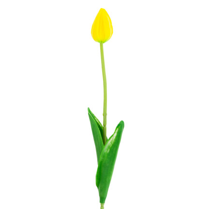 CV26799-4 umělý pogumovaný tulipán, žlutý, krásný jako živý, pěnové tulipány, dekorace