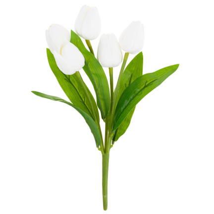 CV26805-2 tulipán, kytice tulipánů, bílé, krásné jako živé, umělé pěnové tulipány