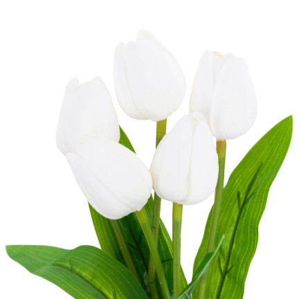 CV26805-2 tulipán, kytice tulipánů, bílé, krásné jako živé, umělé pěnové tulipány