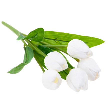 CV26805-2 tulipán, kytice tulipánů, bílé, krásné jako živé, umělé pěnové tulipány