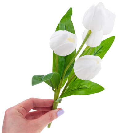 CV26805-2 tulipán, kytice tulipánů, bílé, krásné jako živé, umělé pěnové tulipány