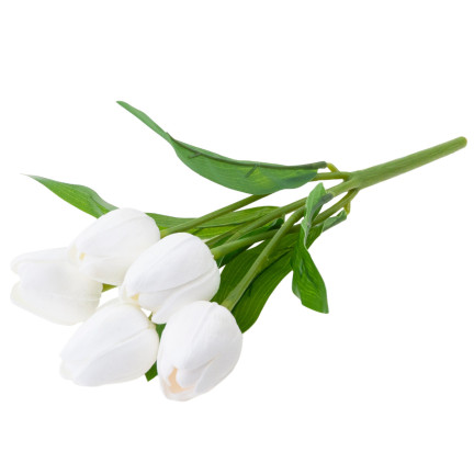 CV26805-2 tulipán, kytice tulipánů, bílé, krásné jako živé, umělé pěnové tulipány
